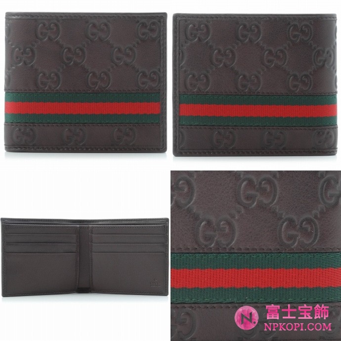 GUCCI/グッチ 2012年春夏ウェブディテールグッチシマGG柄2つ折りコンパクト財布 138042 A0VBR 2061 